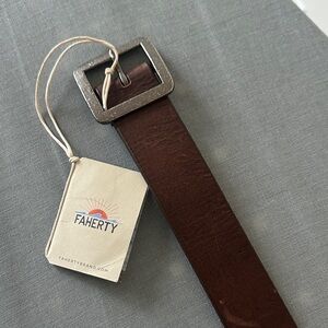 NWT Faherty Dark Brown Leather Men's Belt